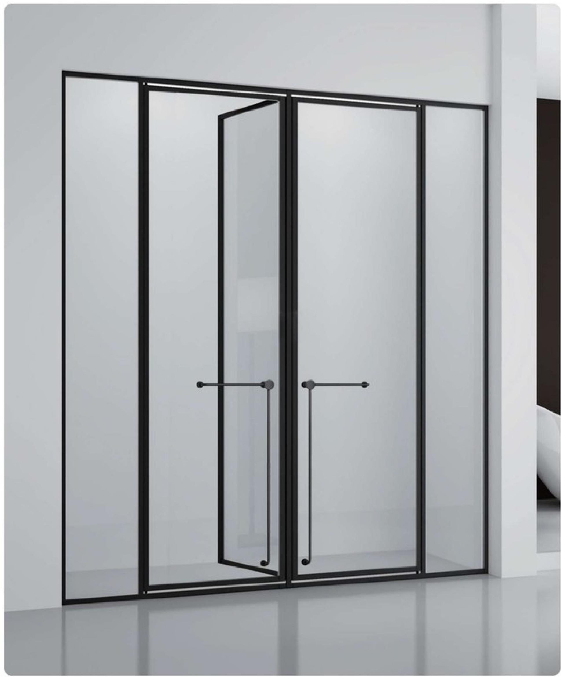 8mm Tempered Glass Custom Size Modern Pivot T  Shaped Shower Door Sus304 Stainless Steel Frame Shower Enclusure for Apartment Hotel or Bathroom Enclosure