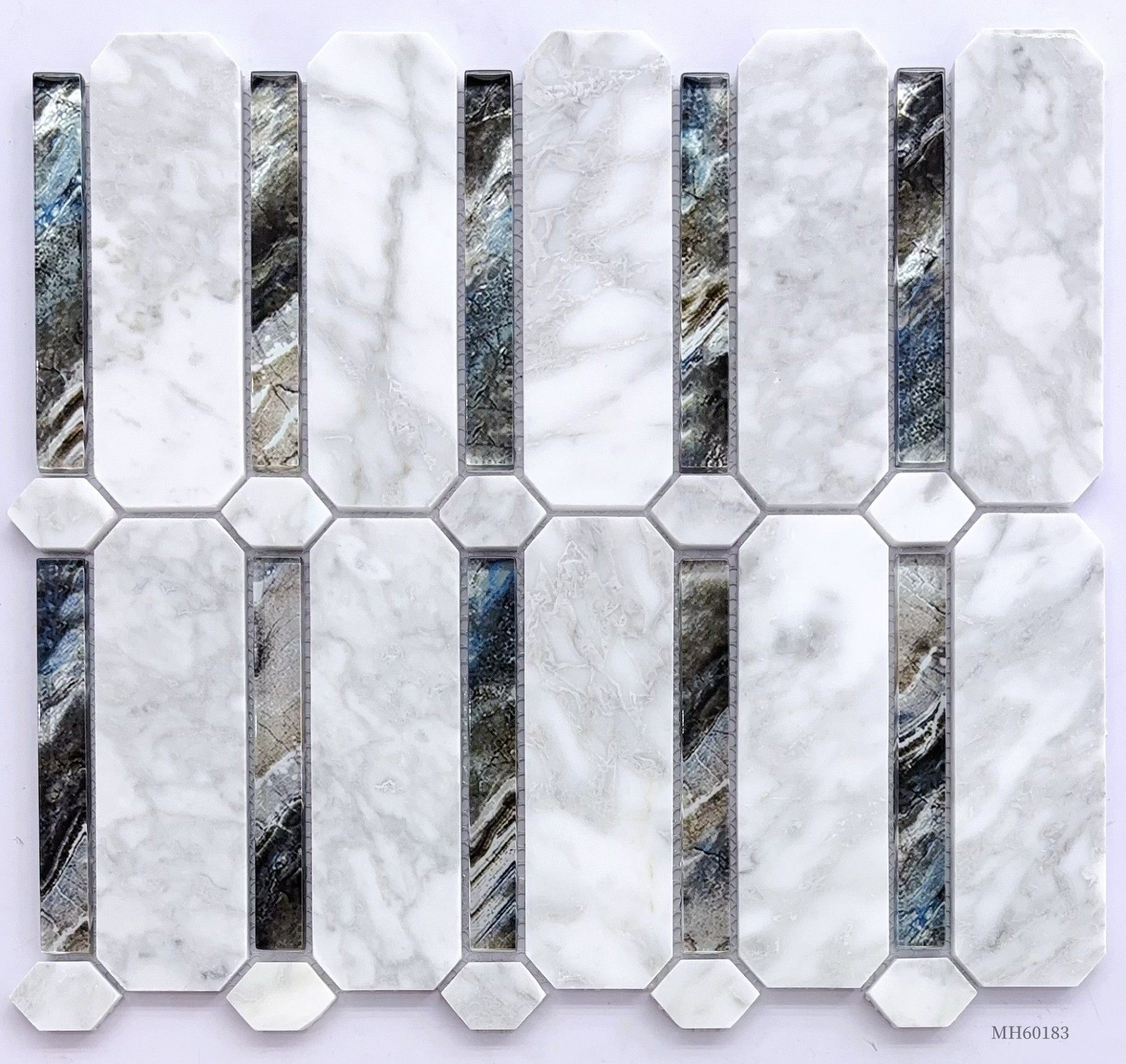 Modern 318*285*6mm Rectangular Irregular Glass Stone Mosaic for Decor Bathroom &Background Wall