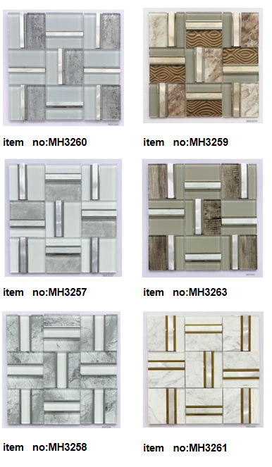 Modern 300*300*6mm Square  Aluminum  Glass Mosaic for Decor Bathroom &Background Wall