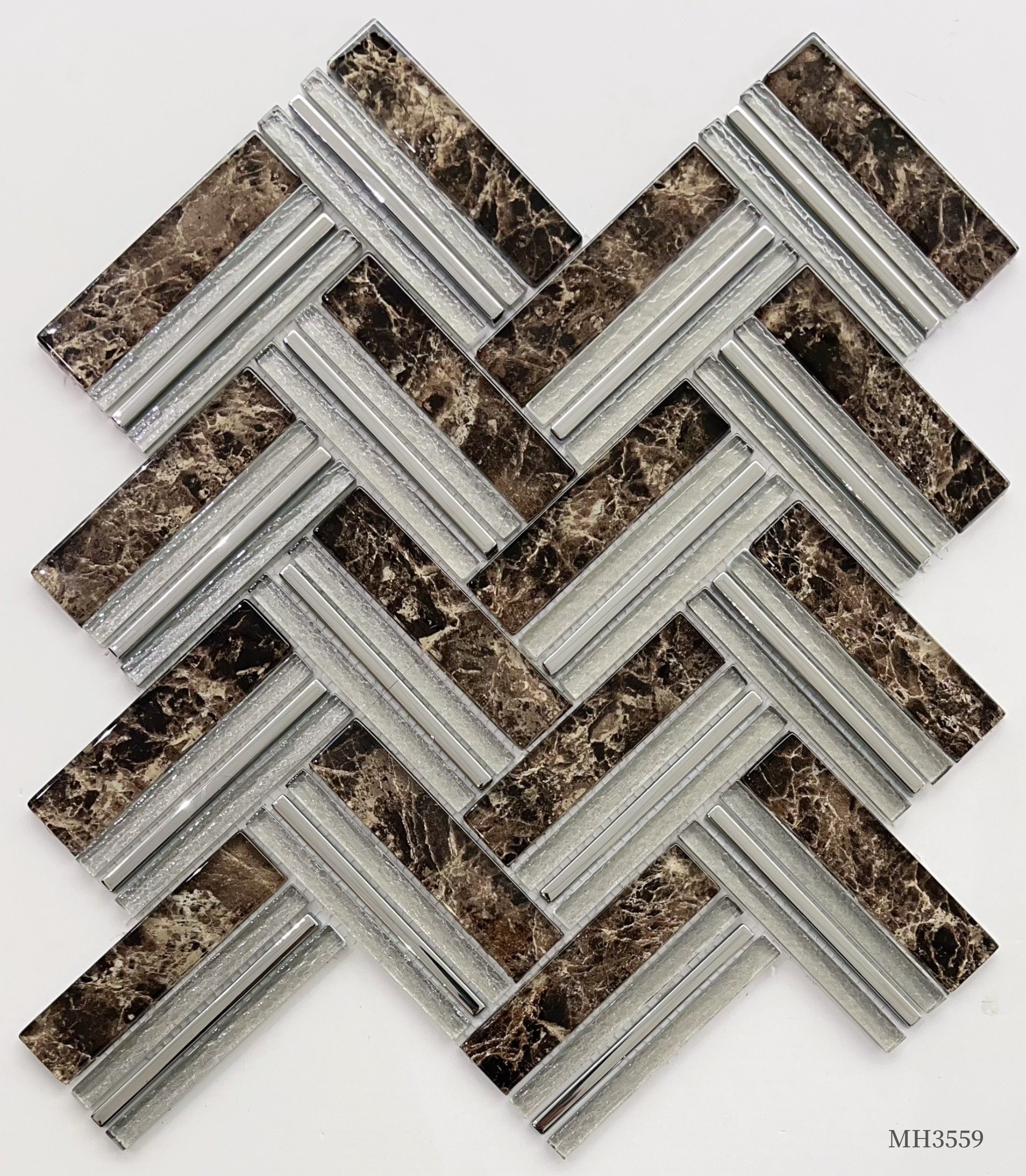 Modern 323*303X6mm Parallelogram Glass Mosaic for Decor Bathroom &Background Wall