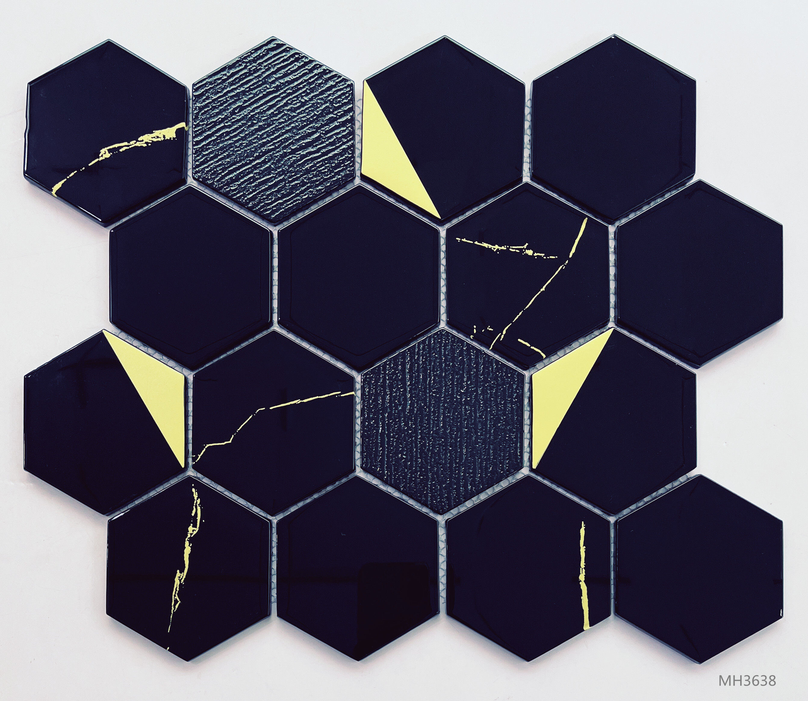 Modern 300*260X6mm Hexagon Glass Mosaic for Decor Bathroom &Background Wall