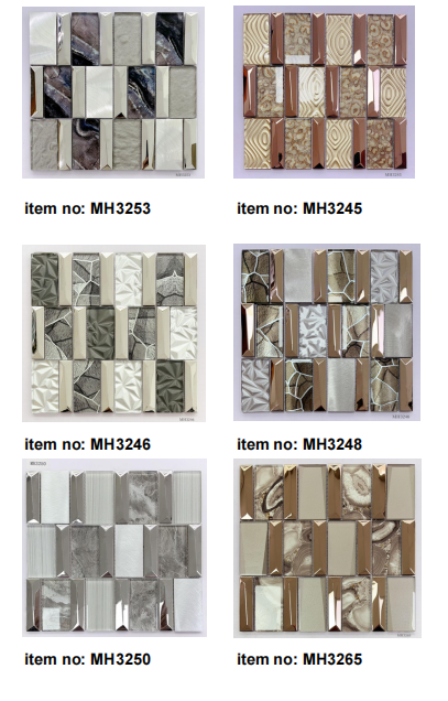 Modern 300*300*6mm Square Aluminum Stainless Steel Glass Mosaic for Decor Bathroom &Background Wall