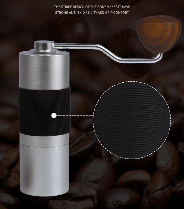 Factory Aluminum Alloy Body Steel Burr Smoothly Manual Coffee Mill Grinder Coffee