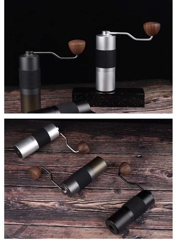 Factory Aluminum Alloy Body Steel Burr Smoothly Manual Coffee Mill Grinder Coffee