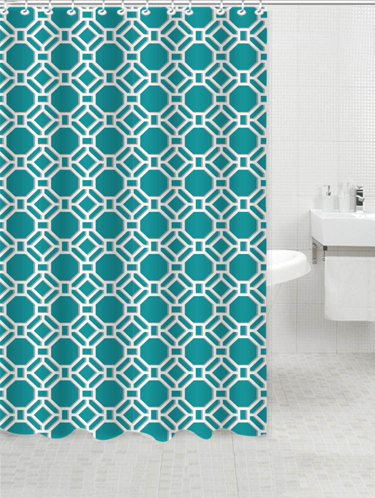 Honey Comb Printed Polyester Bathroom Shower Curtain