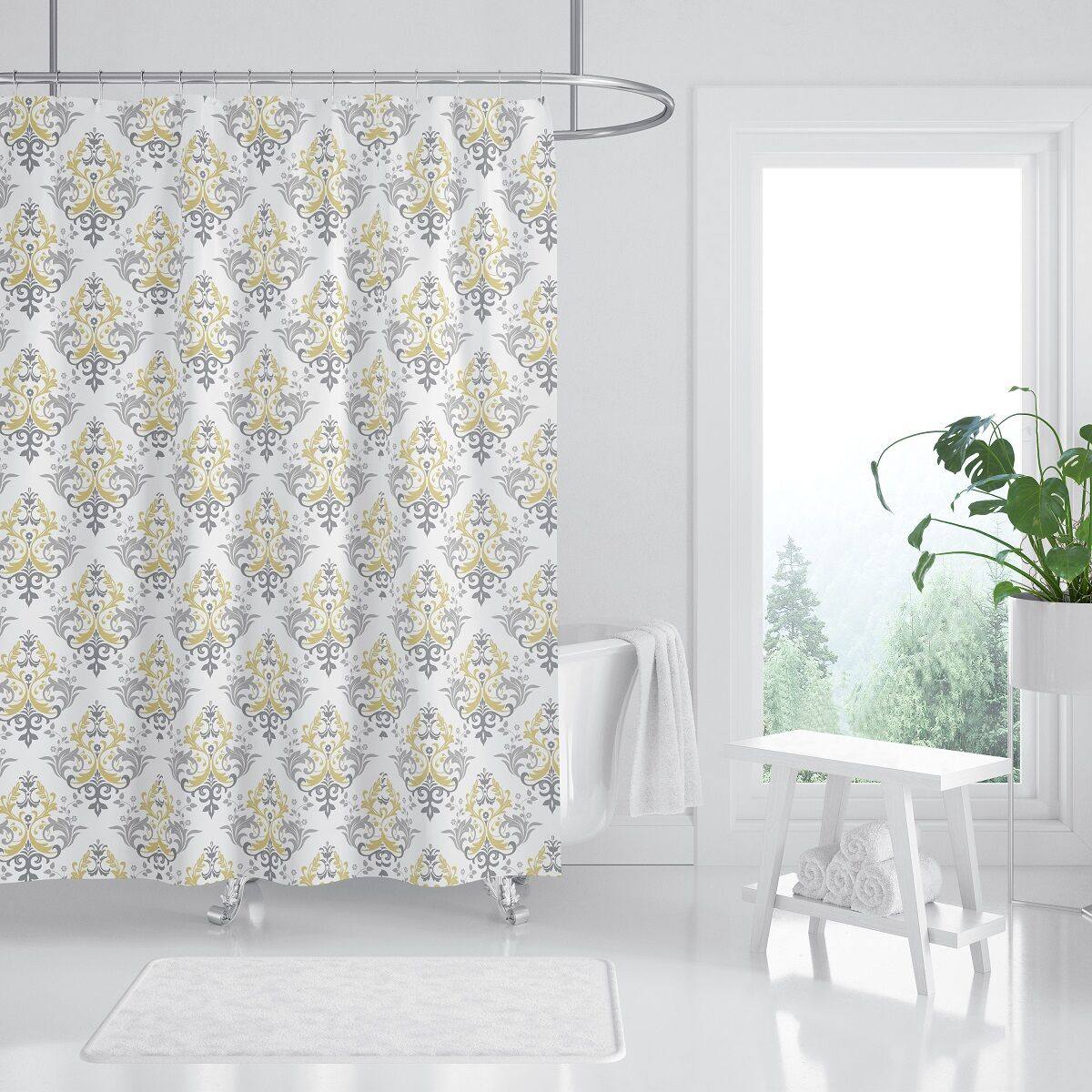 Premium Polyester Fabric Floral Shower Curtain