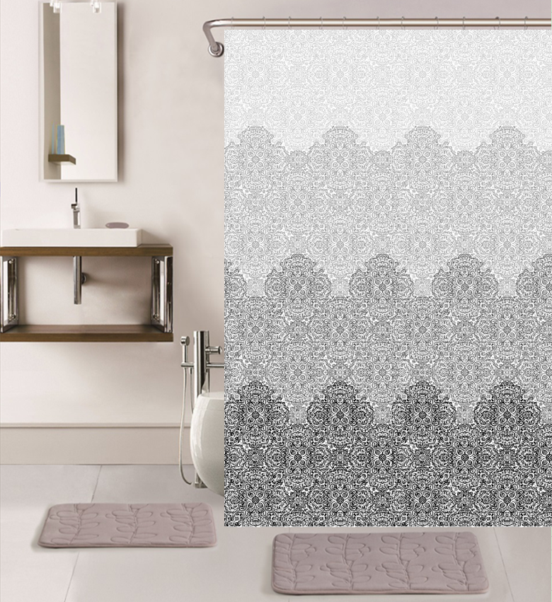 Gray Morocco Printed Bathroom Shower Curtain
