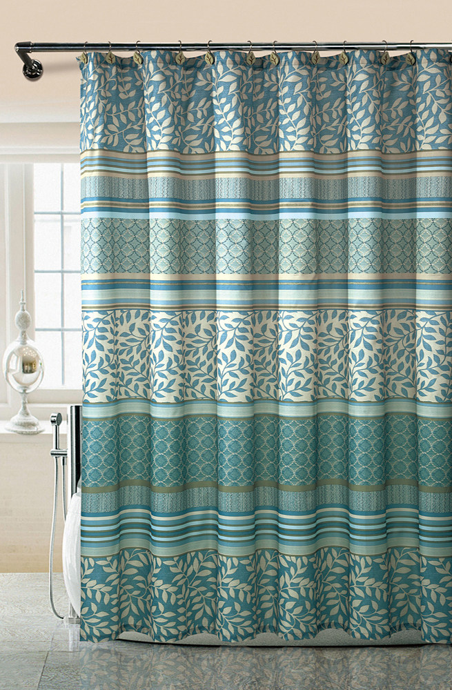 Floral Designs Banded Shower Curtain