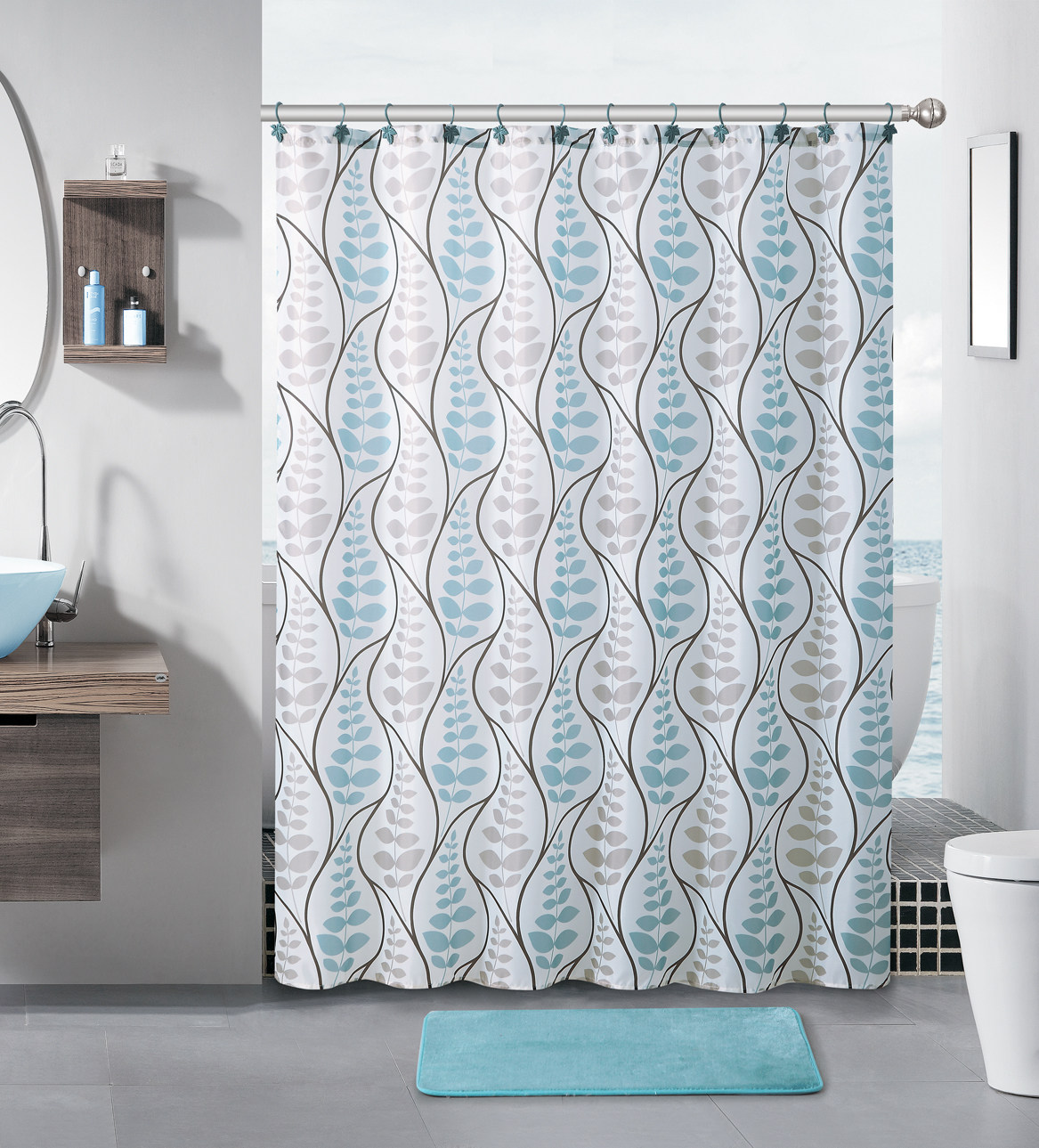 Aqua Light Blue Shower Curtain