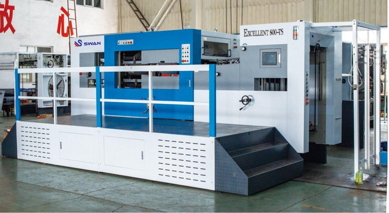 Excellent SWAN 800TS automatic die cutting machine stripping section.