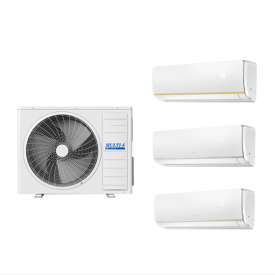 AIR CONDITIONER HUA009 Capacity (btu) ＞12001 EER 6.1-8.5 COP 4.0 Power (W) 220-240v Power Type DC Voltage (V) 220~240 Recommended Room Size（square feet） 30 Private Mold NO Product Name Multi-s Power supply 1Ph,220~240V,50Hz Refrigerant R410A/R32 Energy Level A++/A+ Compressor type DC Inverter Compressor Cooling capacity 8530-22178Btu/h Heating capacity 9212.4-22519Btu/h NOISE LEVEL 54-58dB(A) Certification AHRI ETL CE CB