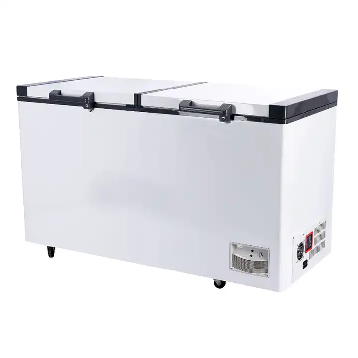 CHEST FREEZER HUA081 Model Number BD/BC-508 Defrost Type Manual Defrost Dimensions (L x W x H (Inches) 60x26.6x34.3 inch Door Type Folding Door Power (W) 186 Voltage (V) 24 Refrigerant R134a Capacity 508L Product Size 1525x675x930 Temperature Control Digital Control Solar panel 900W N.W./G.W.(KG) 68/71 Other Nme solar freezer