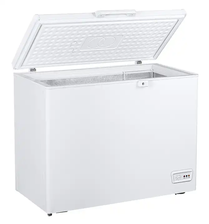 CHEST FREEZER HUA087 Defrost Type Manual Defrost Dimensions (L x W x H (Inches) 40.47*21.73*32.67in Door Type Folding Door Voltage (V) 220 Type Chest / Deep Freezer Color White Refrigerant R600a Capacity 268L Material Aluminum Compressor Qianjiang Wanbao Door Top Single Doors Feature Environmental Friendly Temperature control Mechanical Temperature ≤-23℃