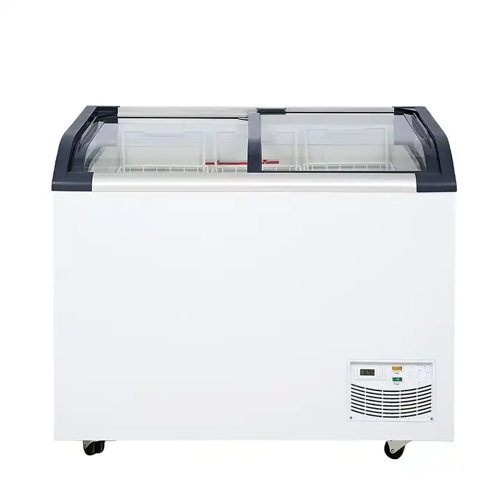 CHEST FREEZER HUA091 Type Glass top display freezer Temperature ≤-18° Climate Type Class 7 Refrigerant R290 Dimensions (L x W x H) (mm) 100X675X850 Door Low-E glass Light LED inside, front top Application Convenience Store Voltage (V) 220V-240V/50HZ(60HZ) 110V/60HZ Material Painted Steel Temperature Control Mechanical Thermostat