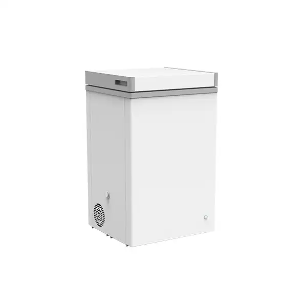 CHEST FREEZER HUA095 Defrost Type Manual Defrost Dimensions (L x W x H (Inches) 520*590*845 Door Type Folding Door Power (W) 75 Voltage (V) 12 Type Chest / Deep Freezer Power Source Solar Panels Certification CE/ISO 9001 13485 Color White Capacity 60L