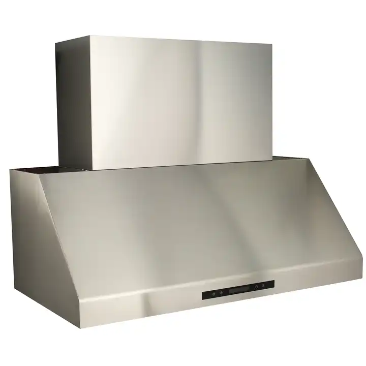 RANGE HOOD HUA119 Air Exhaust Rate ≥ 21 m³ / min Power (W) 310 Voltage (V) 120 Function LOW NOISE Material: 201SS 1.0mm Motor:: Dual squirrel cage ultra quiet motors Filter: Stainless steel baffle filter Switch: 4 Spd touch control+ remote control Color: Stainless Steel Brush Finish Size: 36-60inch (90-150cm) Certification: ETL ,CETL, CE