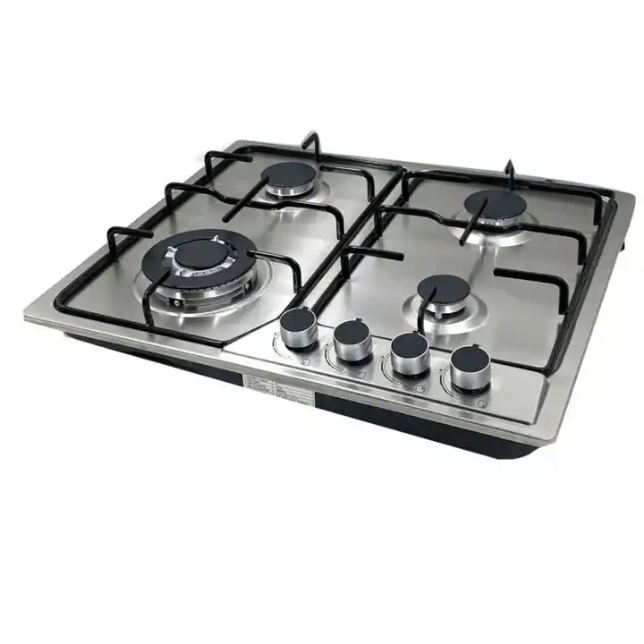 GAS STOVE HUA132 Cooker Quantity Multi-cooker Cooktop Installation Built-In Power Source Gas No. of Gas Burner 4 Power (W) 50/60Hz Voltage (V) 110V-220V Surface Material Stainless steel Product name Kitchen Portable Gas Stove Cooktop Size 23 in. Fuel Type LPG Case design Built-in Color Silver Gas Pressure 2800 pa Gas Burner 3300W/H 1750W/H 1750W/H 1000W/H Ignition Type pulse ignition