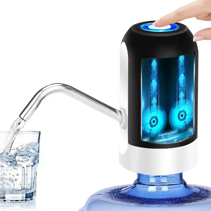 WATER DISPENSER HUA243 Dimensions (L x W x H (Inches): 12.8*7.1*7.1 cm Housing Material: Plastic Power (W): 4W Voltage (V): 5V Installation: Stand Battery capacity: 1200 MA Battery type: 18650 Application scenarios: Bottled water, others Material: Plastic+ stainless Steel Weight	: 255 g Package size: 13.8*8.5*8.8 cm Outer carton size: 43*29*46.7 cm