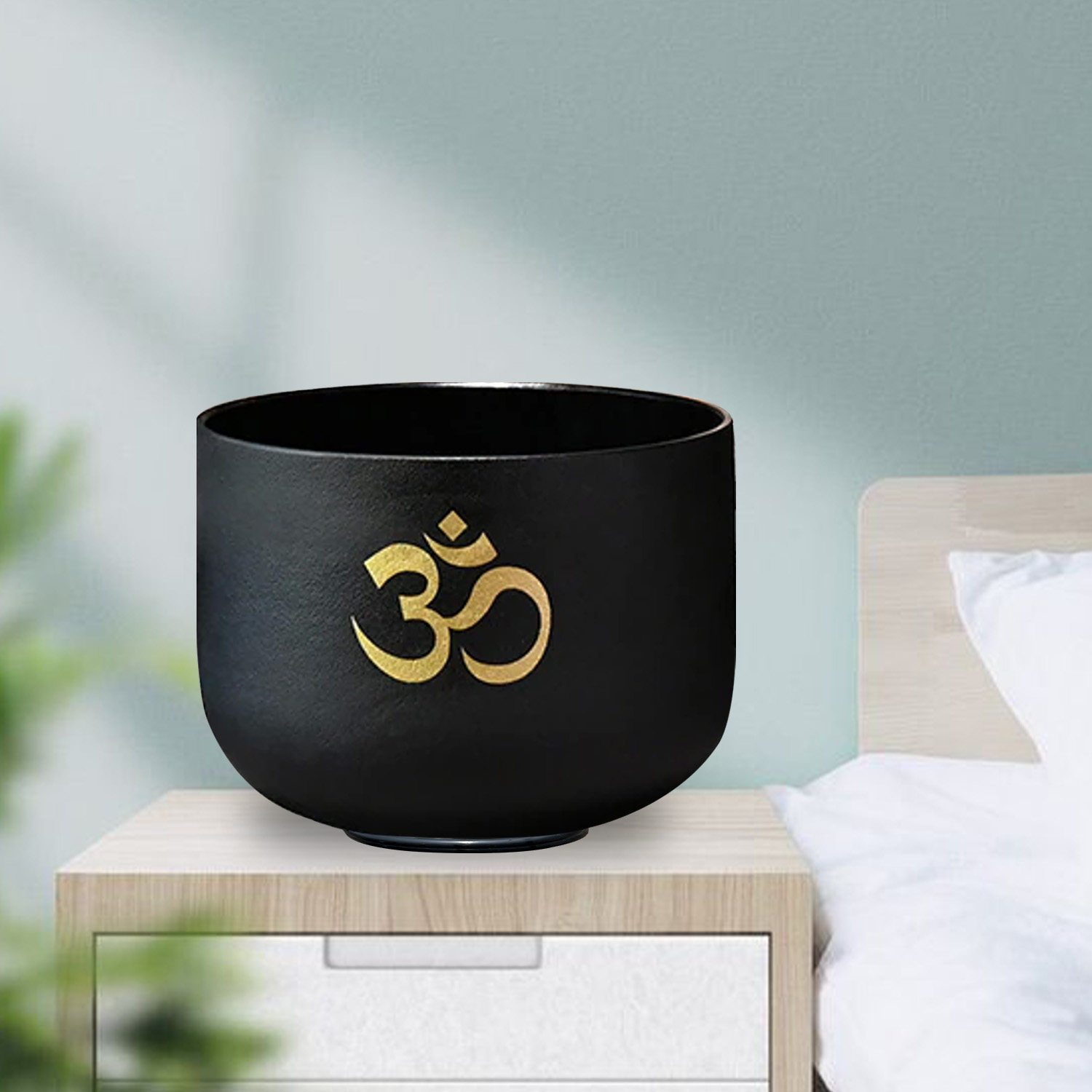 double black singing bowl with OM design #YS0057