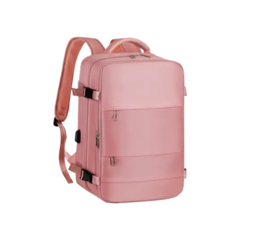 Large Capacity School Bag with USB Port Waterproof Anti-Theft Geometric Design Made of Oxford Material