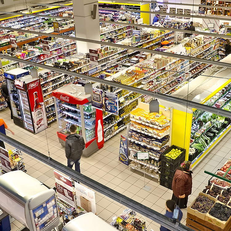 Supermarket shelves