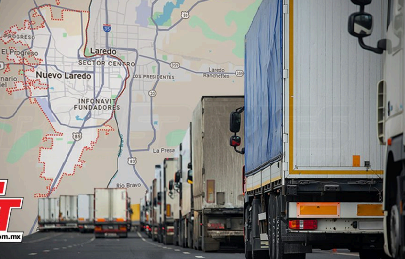 Protesta en aduana de Nuevo Laredo colapsa al autotransporte