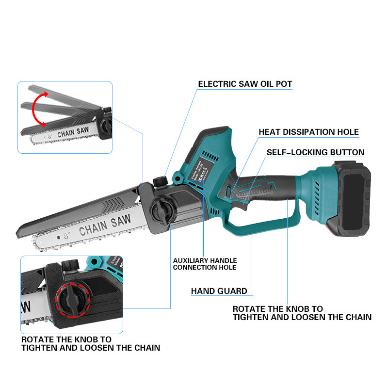 SX-0208 8 Inch 21V Electric Chainsaws