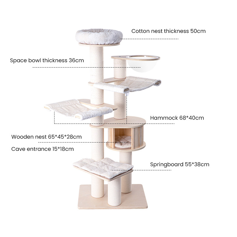 Factory Modern Large Big Climbing Scratch White Sisal Rope Pet Scratcher Wood Condo Furniture Tower Cat Tree