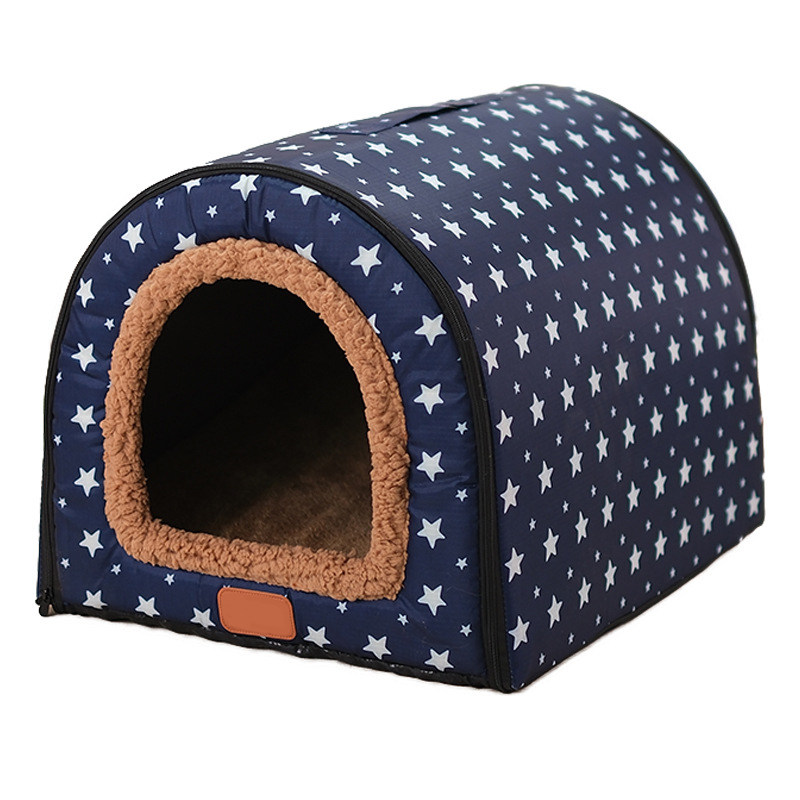 Wholesale Waterproof Dog Cat Pet Bed Foldable Removable Oxford Fabric Nest with Resilient Sponge Printed Pattern Cat Cage