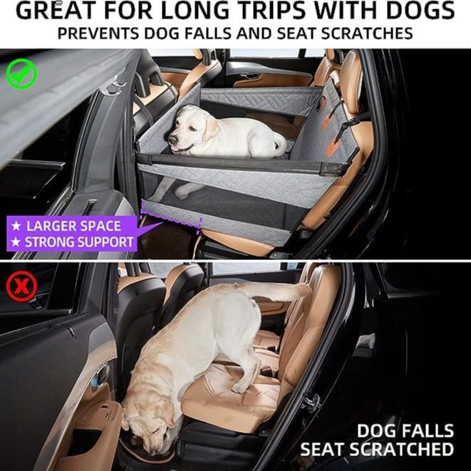 Extended Dog Car Seat Cover Waterproof Fabric Breathable Mesh Sides Pet Hammock Car Back for Small Medium Large Dogs