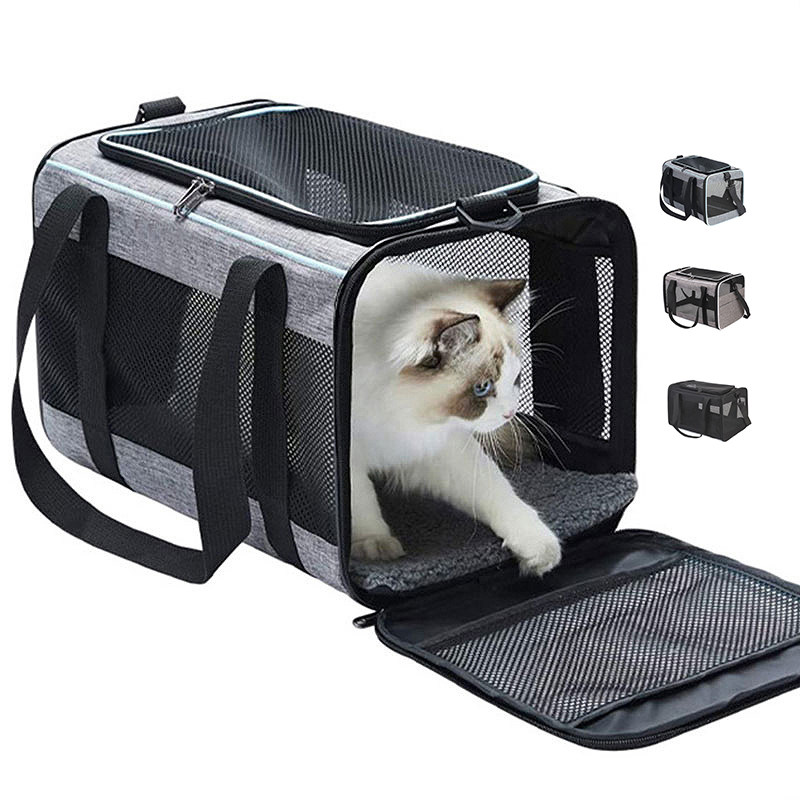 Pet Basket Outdoor Small Storage Bag, Folding Soft Surface Breathable Mesh Fabric Handbag, Backpack, Pet Basket Travel Bag