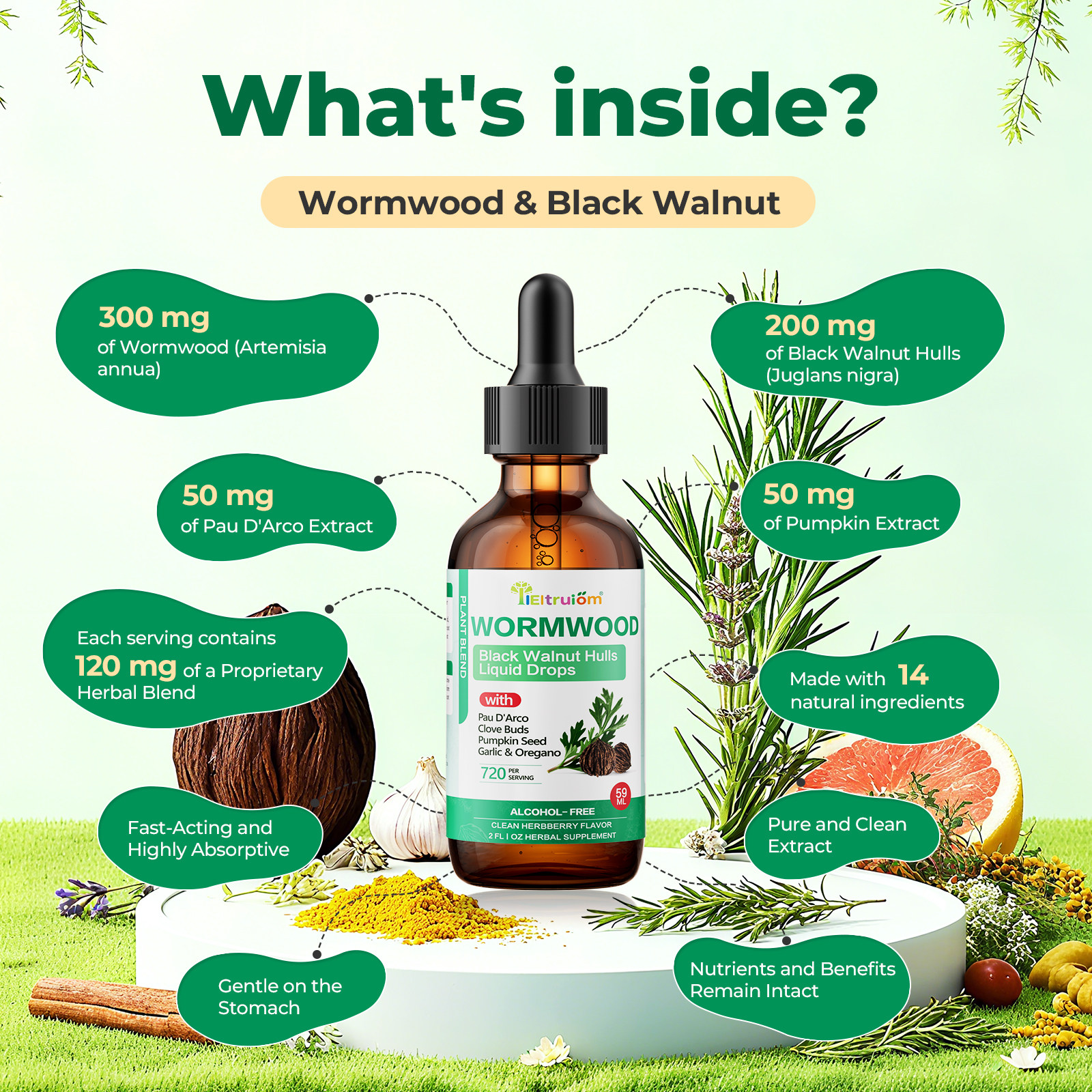 Wormwood Black Walnut Clove Drops