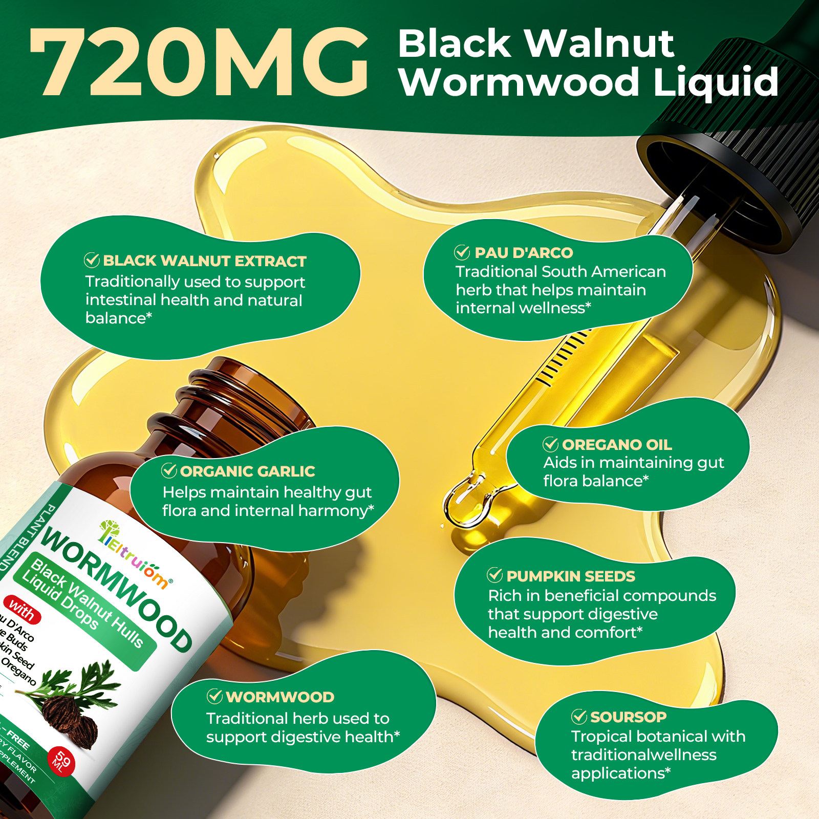 Wormwood Black Walnut Clove Drops