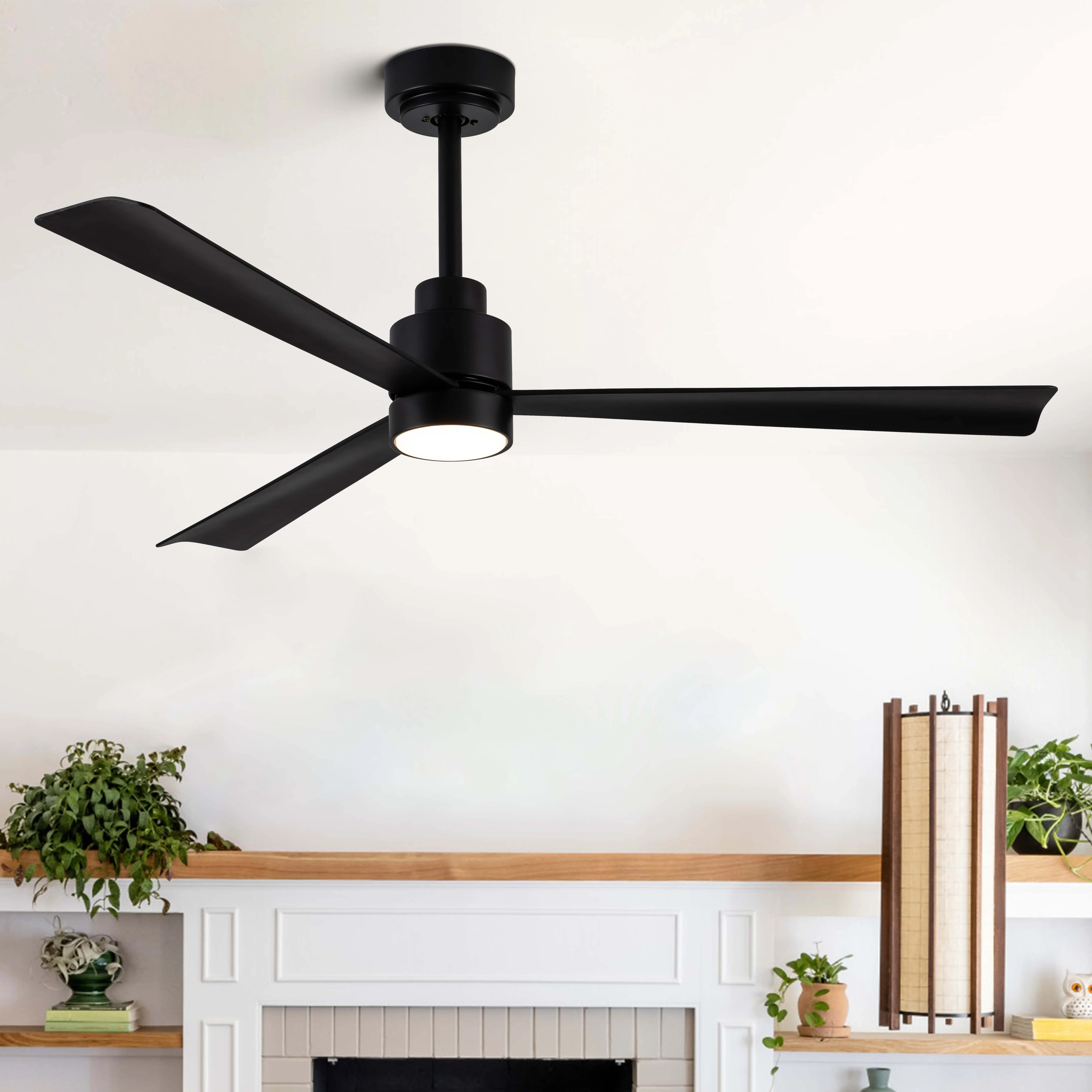 BH1401 52-inch modern minimalist ceiling fan with 3-color dimmable light-emitting diode,  Material Plastic,  Control panel position remote control,  Number of rotating blades 3,  Applicable types Hotel, Garage, Commercial Air conditioning, Household,  Size 52 inches,  Power (W) 35,  After-sales service system Free spare parts, return, overseas call center,  Warranty for 2 years,  Energy efficiency Class A,   Wind speed above five,  Gross weight: 5.500kg