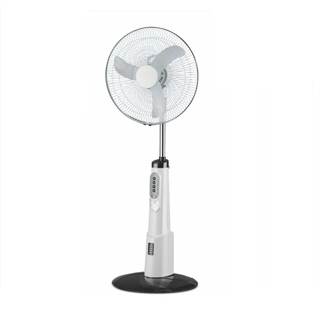 BH1405  Rechargeable LED Light and fan 8 hours 16 inch portable solar stand fan with super bright LED night,  Material Plastic,  Control panel position mechanical,  Voltage (V) 220,  Power (W) 60~120W,  After-sales service system free spare parts,  Warranty for 1 year,  Wind speed three rows,  Warranty 1 year,  After-sales service provides free spare parts,  3 blades,  Dimensions (L x W x H) 16