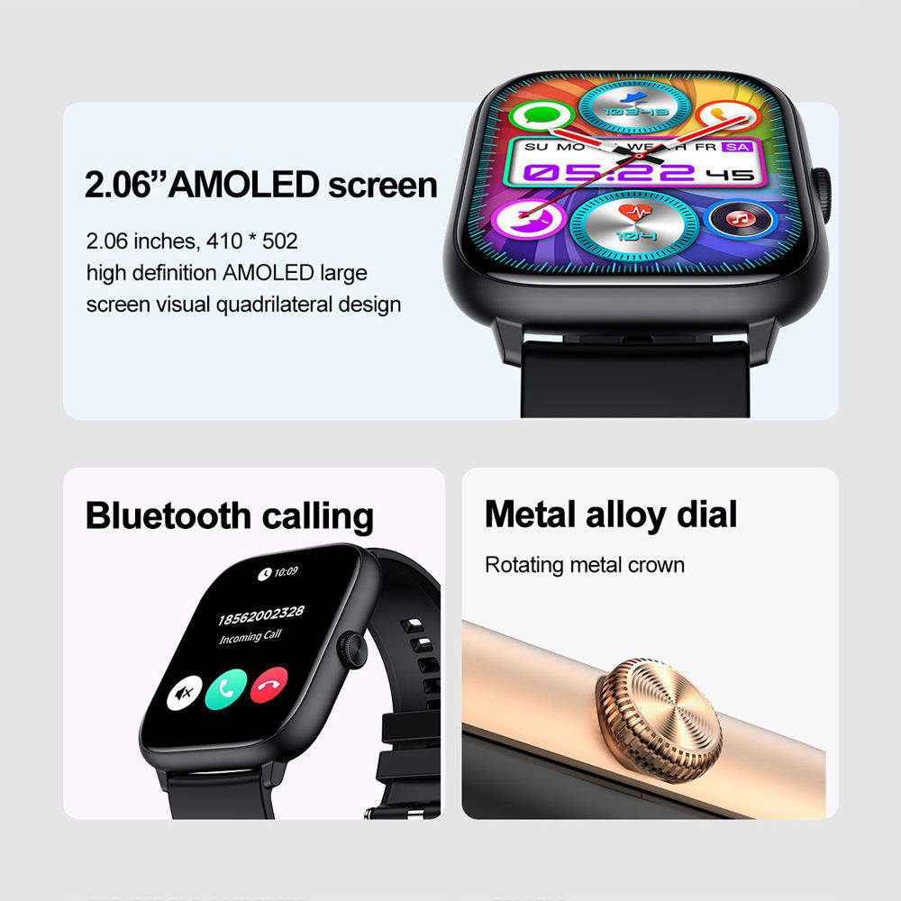 Latest VT22 AMOLED HD Big Screen smartwatch BT call health monitoring Fitness Fashion Digital Other Men Weman Smart Watches