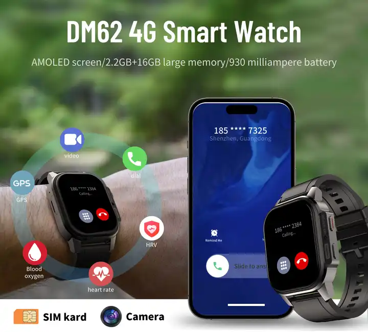 2024 Factory Wholesale 4G Android Smartwatch Wrist VDM62 Amoled Hot Trend 4G LTE All Netcom Sim Card GPS WiFi Outdoor Waterproof