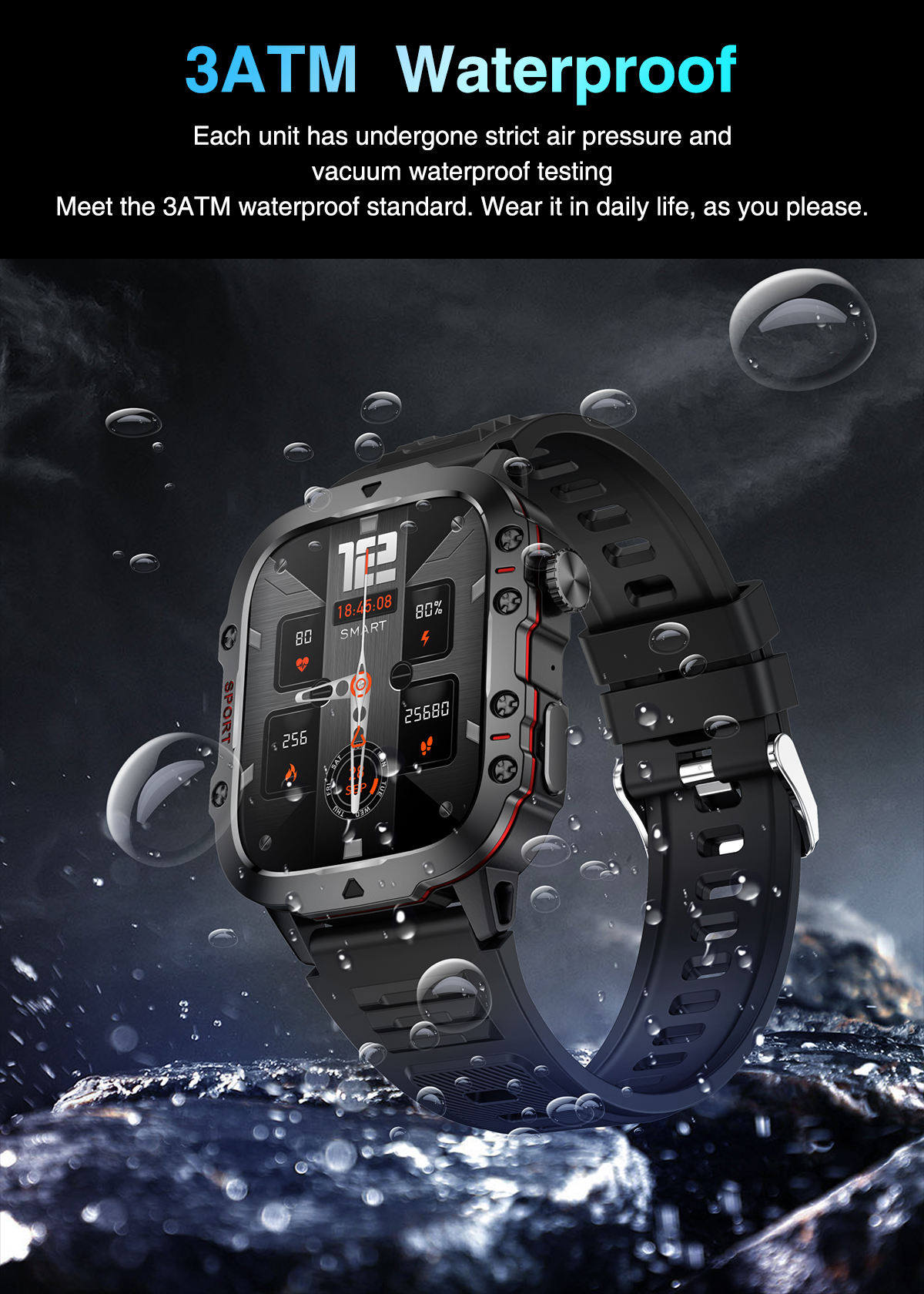 Fashion Outdoor Sports Smartwatch VQX11 Blood Oxygen Health Touch Fitness Tracker 3ATM Waterproof Digital Smart Watches For Men