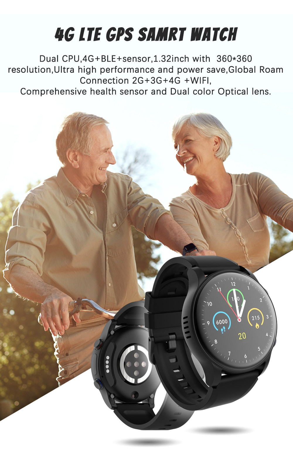 VL08S Elderly Old People 4G LTE Smart Watch GPS Electric Smartwatch Remote Monitoring SOS Digital Android Watches Call