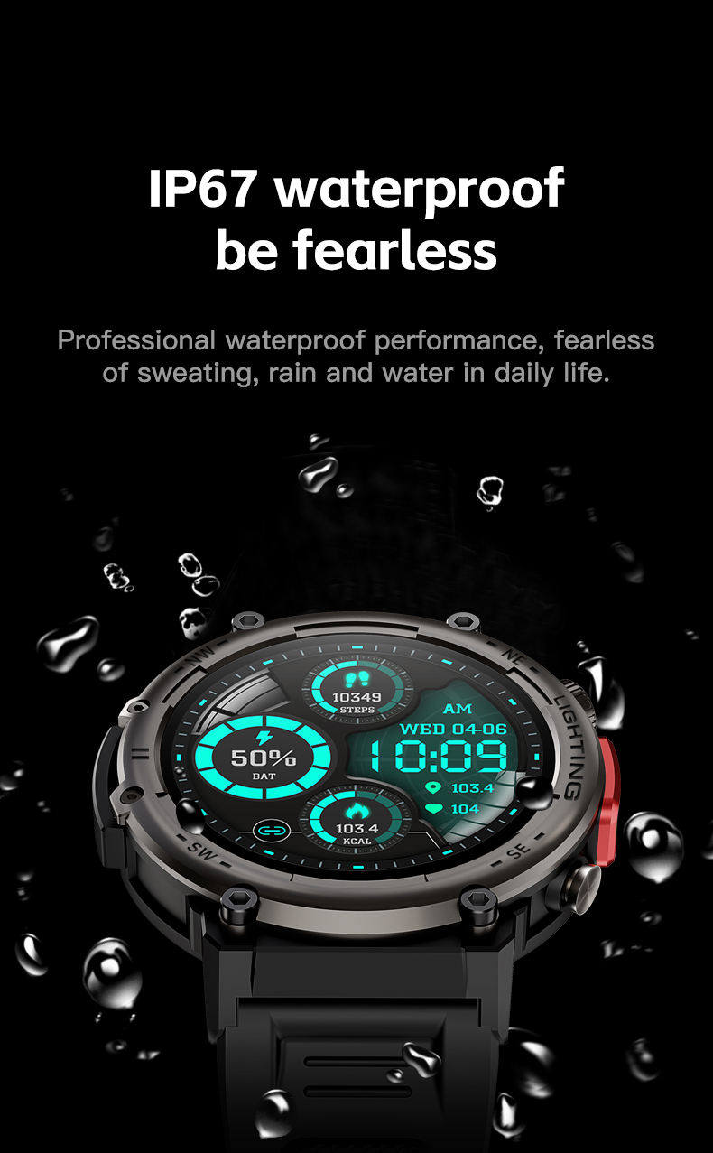 New Arrival Smartwatch Heart Rate Monitor FitCloudPro Waterproof IP67 Flashlight Outdoor Light Smart Watch Phones