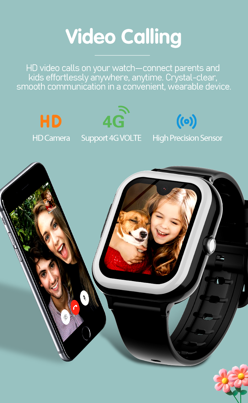 New VM01 Kids AMOLED 4G Video Camera GPS SOS Call Wristwatches Student Running Watch remote monitoring watch For Children