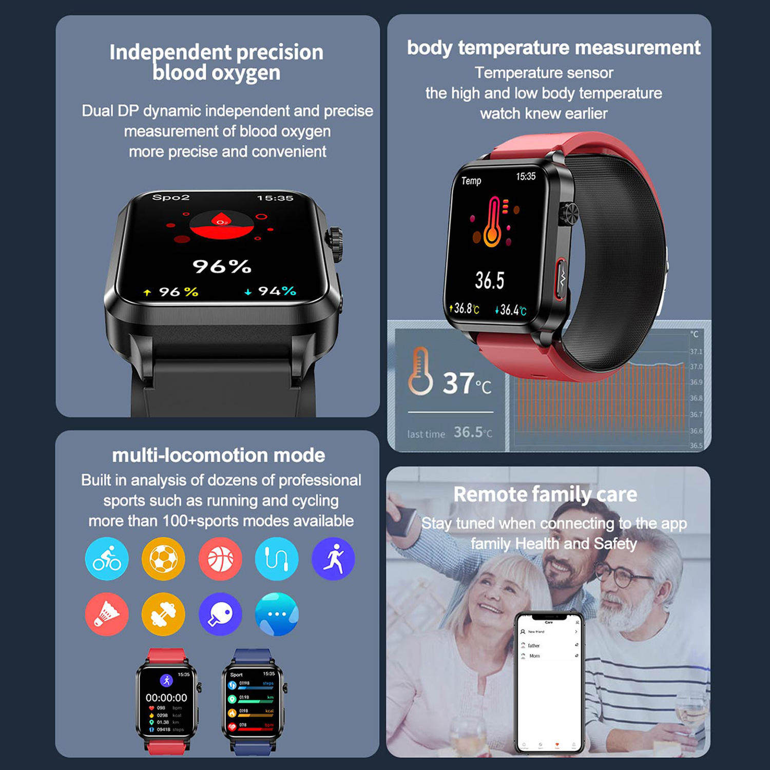 2024 Factory New Health Watch ECG VS11 Blood Pressure Precision Air Pump Blood Oxygen Medical Grade Friends Care ECG Smart Watch