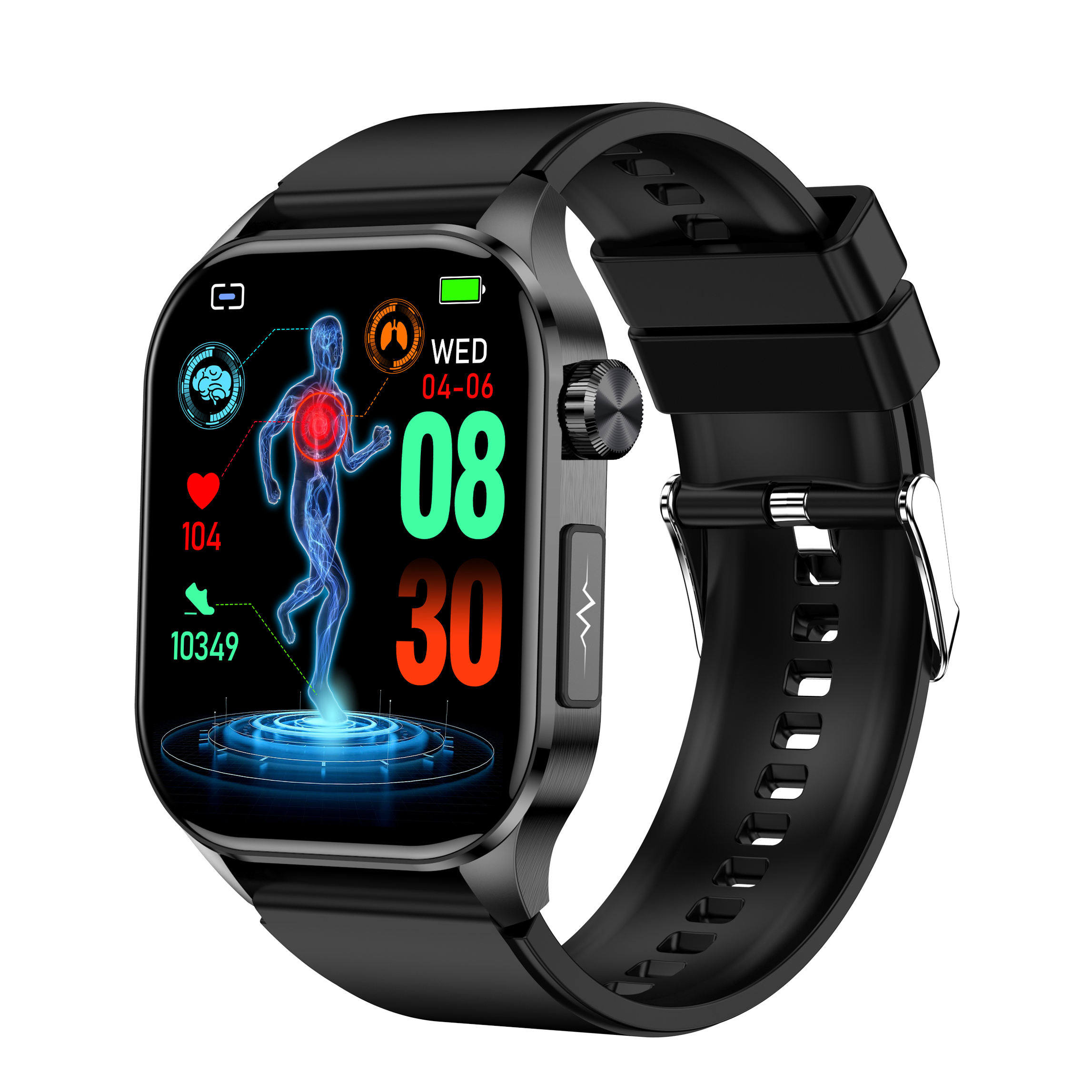 2024 New Arrival 2.04 Inch Amoled ECG SOS Calling Blood Oxygen Pressure Sleep Temperature Health Monitor VET580 Smart Watch