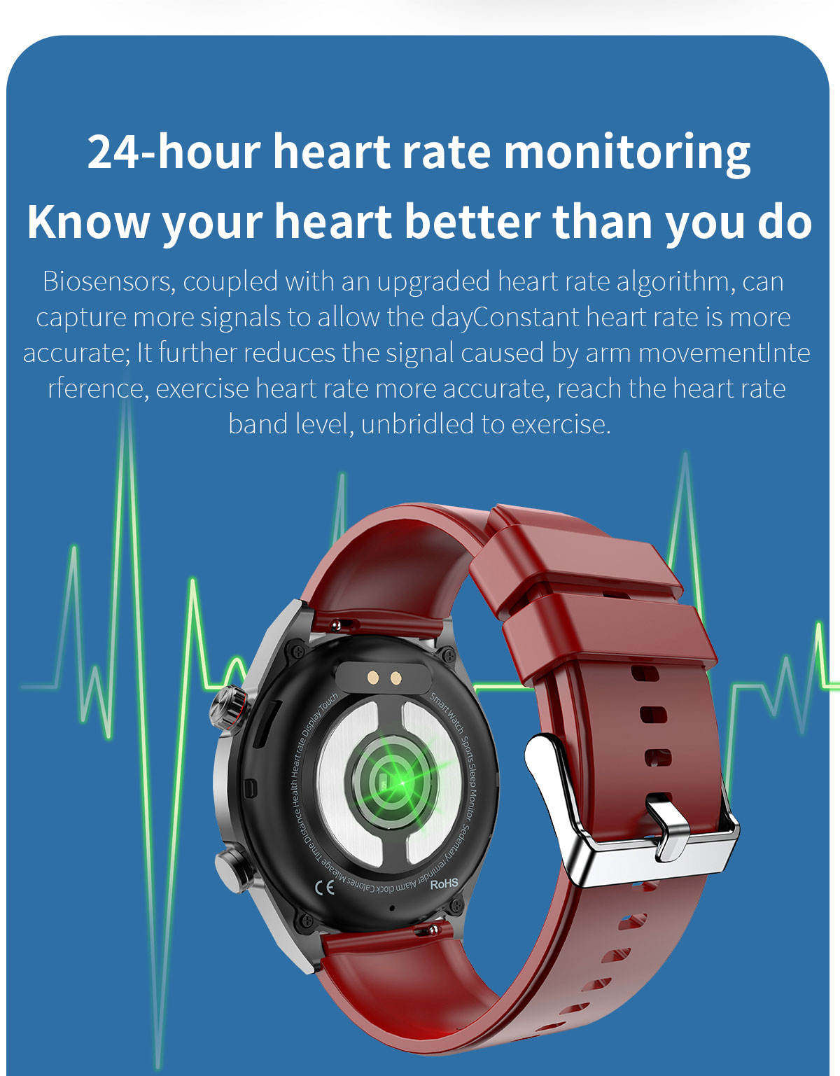 ECG Electrocardiogram VET450 Smart Watch 1.39 Inch Round Screen SOS Calling True Blood Oxygen 24 Hours Heart Rate Health Monitor