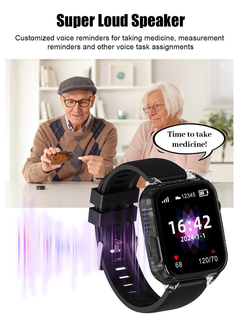 Alzheimer's disease patients Demential patients Care Smart watch Ankle bracelets SOS call 4G GPS Smart watch For Elderly