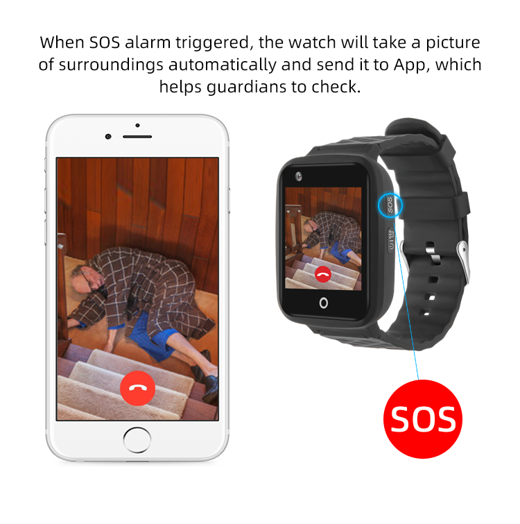 SOS Quick Response Call GPS Fall Tracker Kids Teen Autism Special Needs Elderly Watch 2 Way Auto Answer Speakerphone Smart Watch