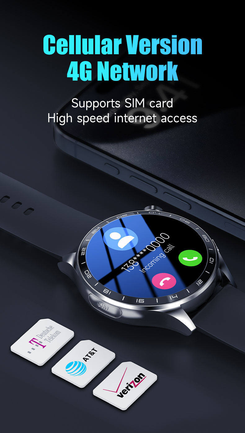 4G Gps SIM Card Amoled Screen Smart Watch Netcom global call LTE for Android smart watch with sim card