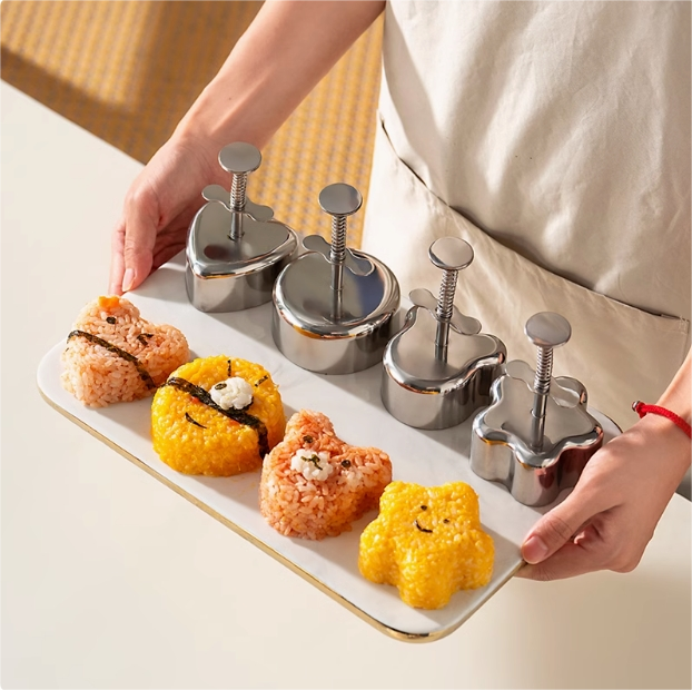 Stainless steel rice ball mold