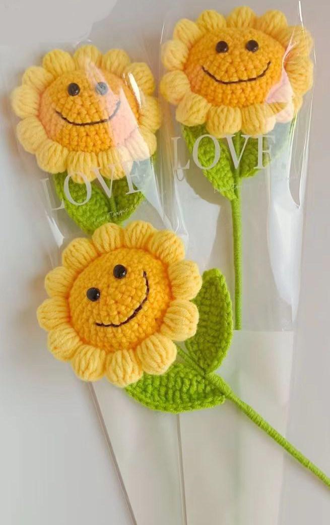 Crochet Handmade Sunflower Smile Face flowers, Special Gifts