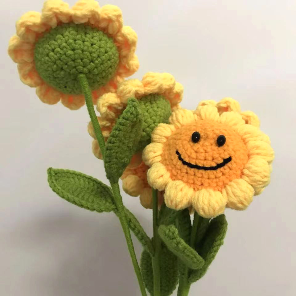 Crochet Handmade Sunflower Smile Face flowers, Special Gifts